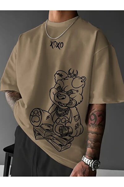 LAND MODA Ανδρικό μπλουζάκι με άνετο γραφικό σχέδιο με τυπωμένο Money and Bad...