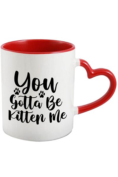 StoryGift Romania Mug with paws and the text "I think you're kidding" - cats feline joke with Heart Handle, With ,STG.