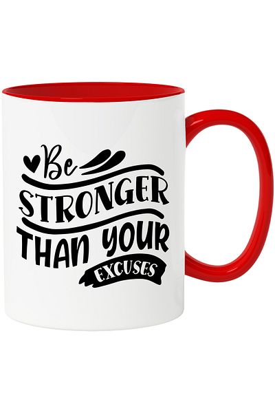 StoryGift Romania Mug with a heart and a message that urges you to be stronger than your excuses, by STG.