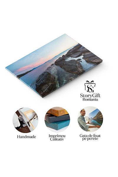 StoryGift Romania Tablou Canvas Peisaj Marin La Amurg, Plaja Si Apus, Amurg, Plaja, Apa, Natura. 3967