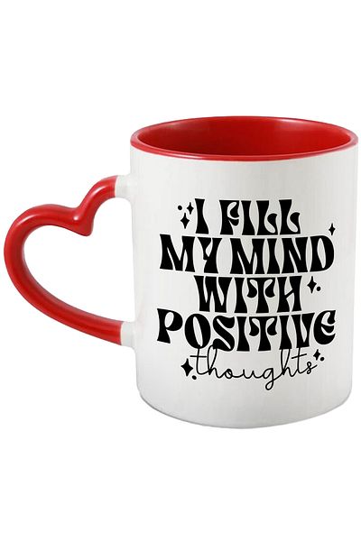 StoryGift Romania Mug For Those Who Only Think Positive Thoughts With Red Heart Handle, With ,stg