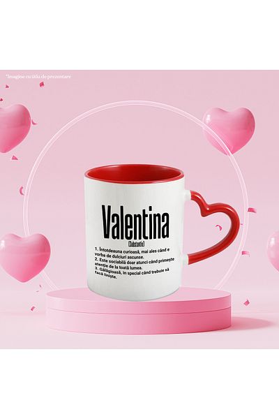 StoryGift Romania Mug With the Name Valentina, and Funny Message, Curious, Sociable, Noisy, 330, With,STG.
