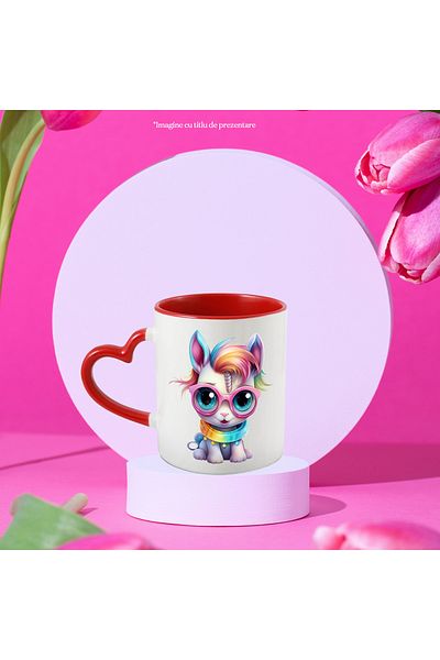 StoryGift Romania Mug with a unicorn | illustration | glasses | smile | collar | ruffled | play, With ,STG.