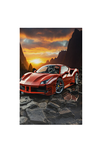 StoryGift Romania Tablou Canvas: Masina Stralucitoare Porsche Sport Rosie Pri...