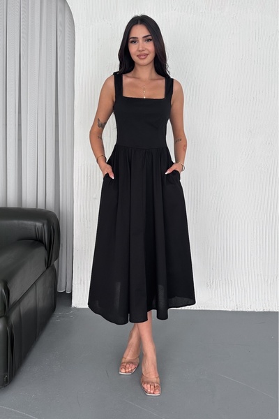 FEMELLE Γυναικείο βαμβακερό φόρεμα με μαύρο λουράκι