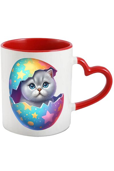 StoryGift Romania Mug with a curious looking kitten | illustration | gray | for lovers, With,STG.