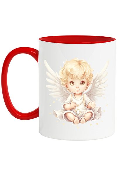 StoryGift Romania Mug with a baby with angel wings | illustration | blonde | care | parents | , With ,STG .
