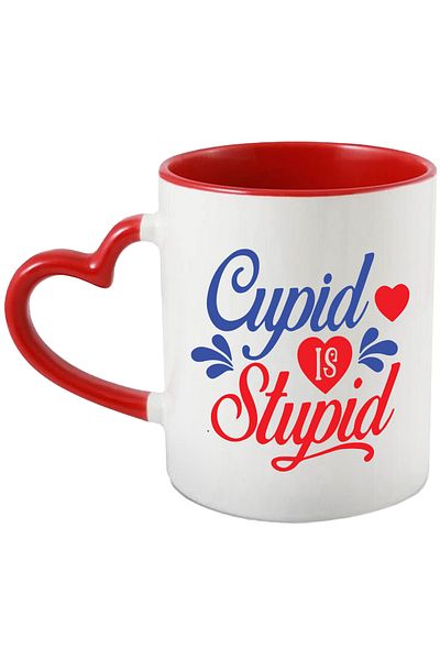 StoryGift Romania Mug with hearts and the message "Cupid is st*pid" - Valentine's Day love with, With, STG.