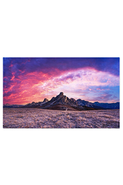 StoryGift Romania Tablou Canvas Peisaj Pictoresc In Timpul Unui Apus De Soare Roz Incredibil Passo Giau, Dolomite