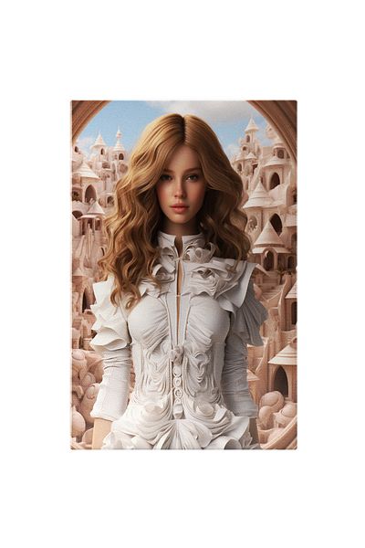 StoryGift Romania Tablou Canvas: Fata Gingasa Imbracata In Rochie Alba Cu Ochii Verzi Intr-un Oras Istoric Pictu