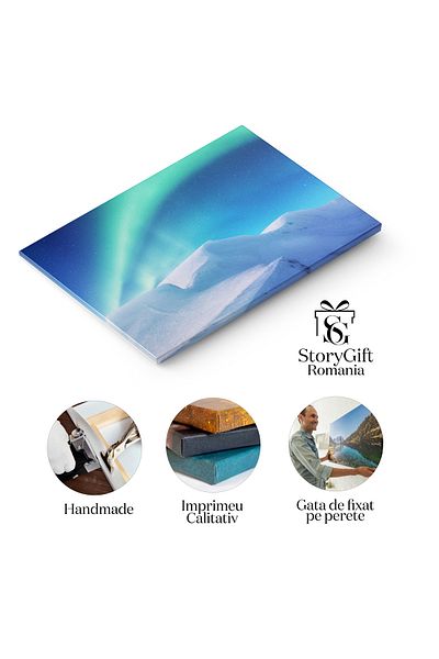 StoryGift Romania Tablou Canvas Aurora Boreala Peste Insulele Lofoten Calatorie, Peisaj, Natura, Reflexie, Apa 58