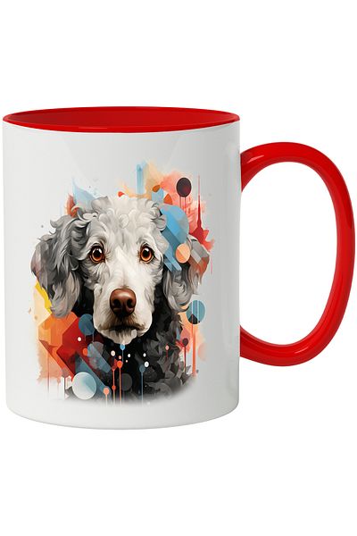 StoryGift Romania Mug With Puppy, Polka Dots, Geometric, Abstract Art, Illustration, Multicolor 330 ml,, With ,STG.
