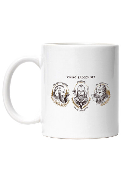 StoryGift Romania Cana Cu Mesaj Viking Badges Set, Emblema, Valhalla, Multico...