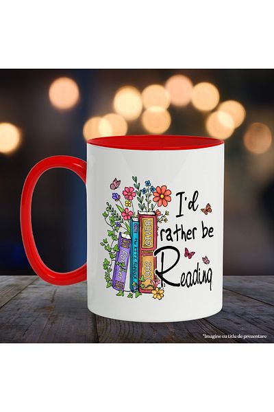 StoryGift Romania Mug with books with the message "I'd rather be reading", I prefer to read, book, illustrated, With,STG.