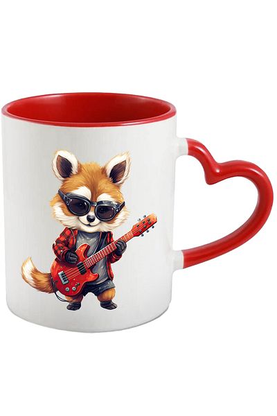 StoryGift Romania Mug with a Red Panda playing the guitar | illustration | glasses | talent, With ,STG.