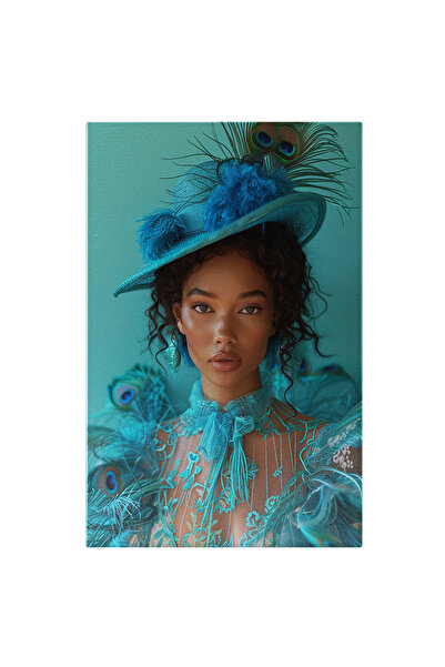 StoryGift Romania Tablou Canvas Albastrul Regal Al Păunului Doamna Sofisticat...