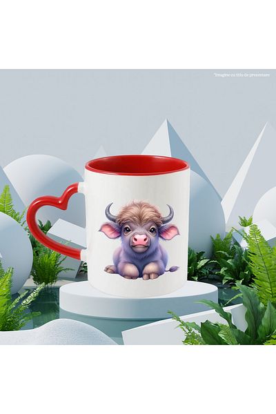 StoryGift Romania Mug with a little buffalo | illustration | stay well | domestic animal | for love, With ,STG.