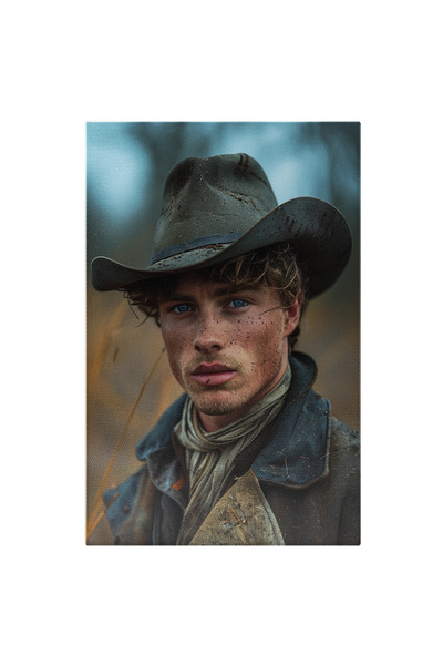 StoryGift Romania Tablou Canvas: Portret Tânăr Cowboy Cu Ochii Albaștri Și Pă...