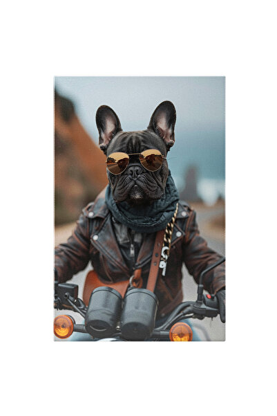 StoryGift Romania Tablou Canvas: Aventura Unui Bulldog Pe Motociletă - Geacă ...