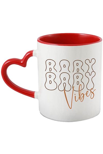 StoryGift Romania Mug with the text in English "Baby, baby vibes" - babies parents with Heart Handle R, Cu,STG.
