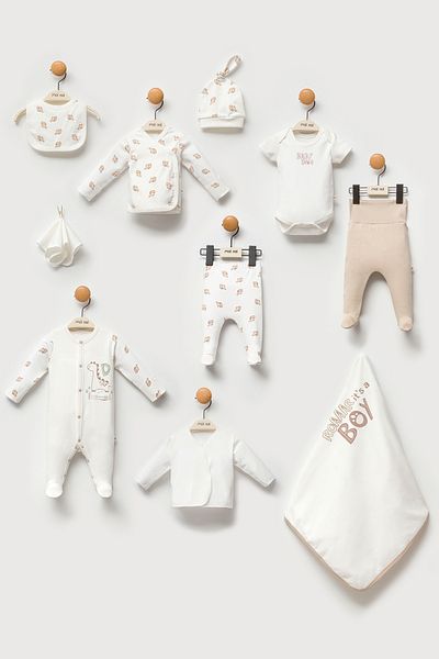 Moi Noi Newborn Hospital Release Dino Printed Baby Set Set of 10 Boxed 100% Organic