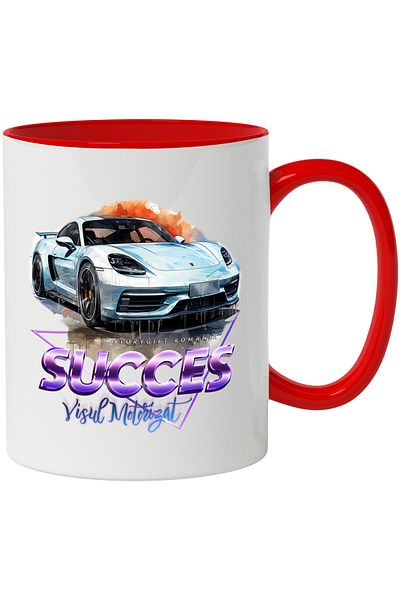 StoryGift Romania Mug With Message Success Motorized Dream, Sports Car, Rain, Multicolor 330 ml, C, Cu, STG.