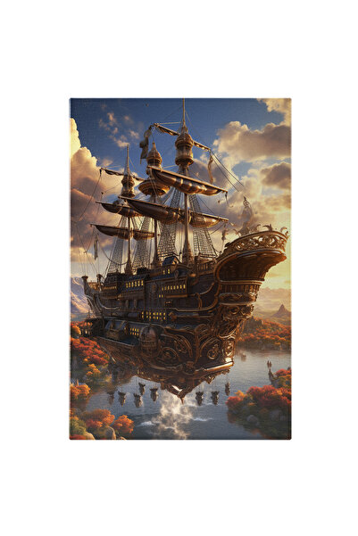 StoryGift Romania Tablou Canvas: Corabie Medievala De Lux Cu Panze Care Navig...