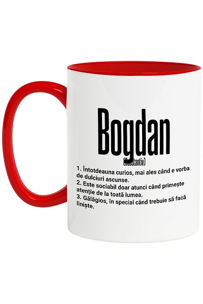 StoryGift Romania Mug With The Name Bogdan, With Funny Message, Curious, Sociable, Noisy, 330ml, Wax, With,STG.