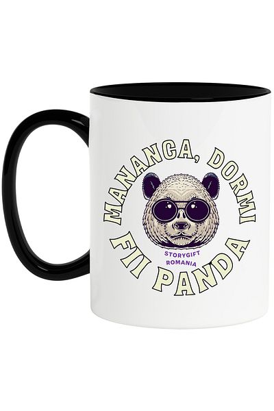 StoryGift Romania Mug eat sleep, be a panda, relax, furry animal panda bear, 330ml, Ceramic, Cu, STG.
