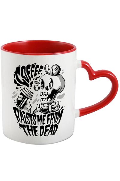 StoryGift Romania Coffee Raises Me From The Dead Message Mug, Coffee, Skeleton, Multicolor 330 ml,, With ,STG.