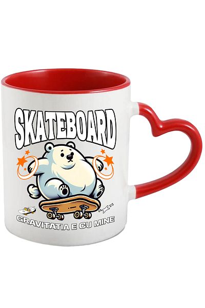 StoryGift Romania Polar bear on skateboard gravity is with me mug, funny, sports, 330ml, Ceramic, With, STG.