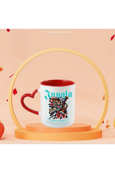 StoryGift Romania Mug Samurai Tiger - Lone Warrior, 330ml, Ceramic with Red Heart Handle, With,STG.