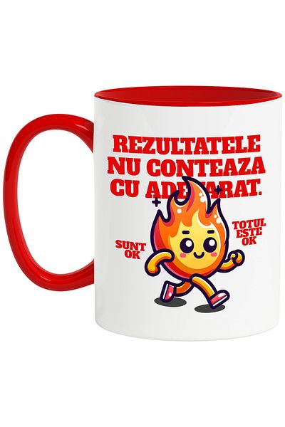 StoryGift Romania Results Don't Matter Mug - I'm OK, 330ml, Ceramic with Red Handle, With ,STG.