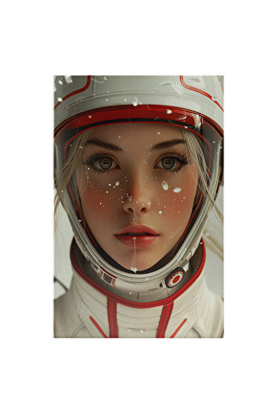StoryGift Romania Tablou Canvas: Femeia Astronaut Costum Alb Cu Roșu Ochi Ver...