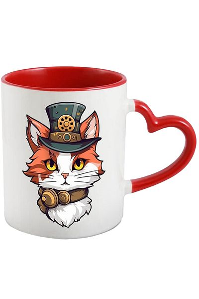 StoryGift Romania Mug With Pink Cat With Hat On Head, Fantastic, Cartoons, Pi Lovers, With ,STG.