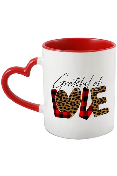 StoryGift Romania Mug with the message "Grateful of love", illustration, motivational, fur, love, rec, With ,STG.