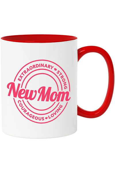 StoryGift Romania Mug With Text in English, New Mom, Incredible, Extraordinary, Brave, Strong, With, STG.