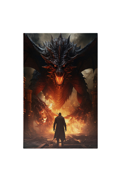 StoryGift Romania Tablou Canvas: Monstrul Focului Care Se Lupta Cu Un Barbat ...