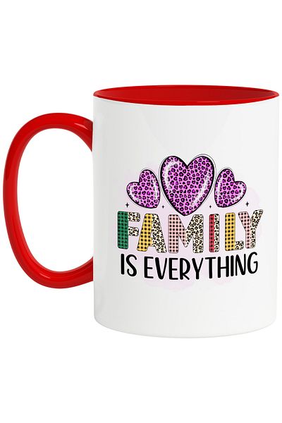 StoryGift Romania Mug with the message "Family is everything", illustration, family, relatives, pink background, f, With, STG.