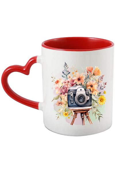 StoryGift Romania Mug with a camera with many flowers, illustration, activity, nature,, With ,STG.