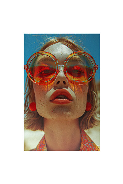 StoryGift Romania Tablou Canvas: Fata Cu Pistrui Si Gene Lungi Cu Cercei Rosi...