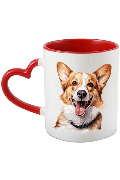 StoryGift Romania Mug with a happy dog, illustration, playful, orange, white, for lovers, With,STG.
