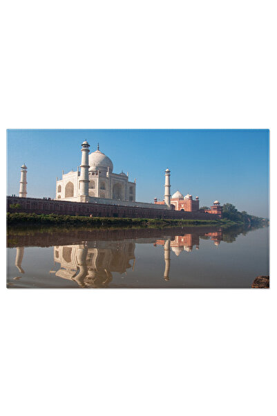 StoryGift Romania Tablou Canvas Taj Mahal De Pe Malurile Raului, India, Unesco, India, Agra, Monument, Rau, Apus