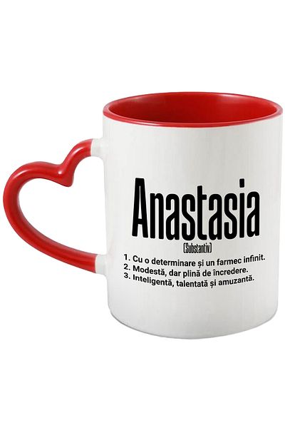 StoryGift Romania Mug With Name Anastasia, and Motivational Message, Determination, Modest, Intelligent, With, STG.