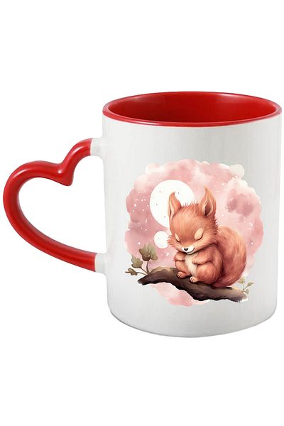 StoryGift Romania Cana Cu O Veverita Care Doarme | Ilustratie | Luna Plina | Stelute | Noapte | Ra, Cu ,stg
