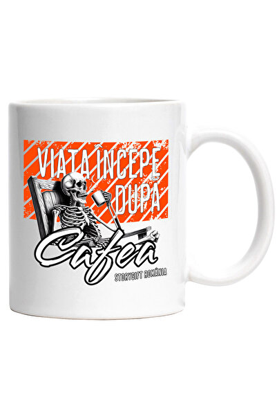 StoryGift Romania Cana Viata Incepe După Cafea Schelete Pe Sezlong , 330ml, C...