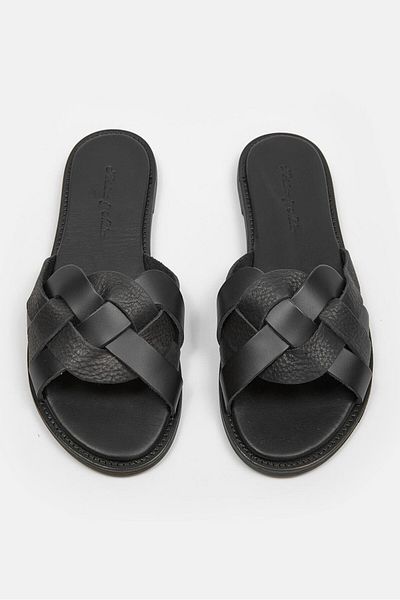 NILUFARR Papuci de damă Hazel Black din piele naturală