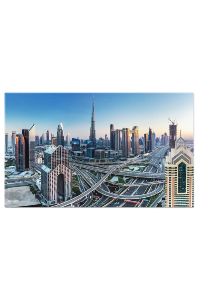 StoryGift Romania Tablou Canvas: Orasul Dubai La Apus, Cu Burj Khalifa Stralucind In Luminile Serii Peisaj Urban,