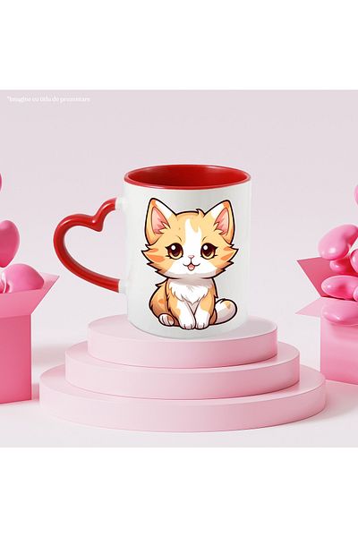 StoryGift Romania Cartoon Cat Mug, Golden Fur, Small, Fluffy, Cat Lovers, With ,STG