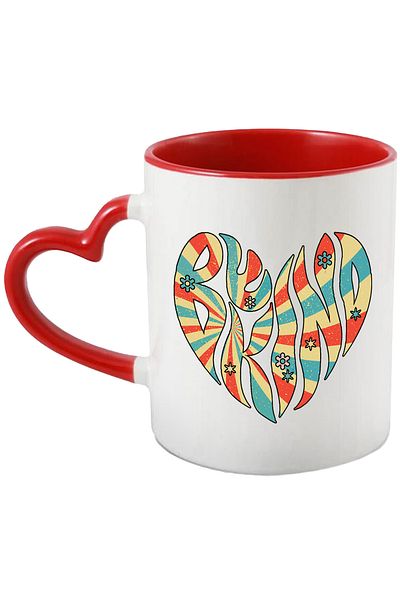 StoryGift Romania Mug with a heart, illustration, motivational, flowers, blue, red, love, kindness, With,STG.